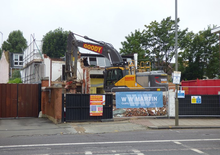 Old Tram House being demolished