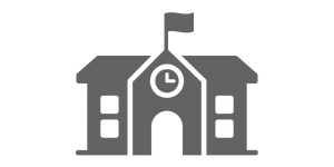 Grey graphic of a school